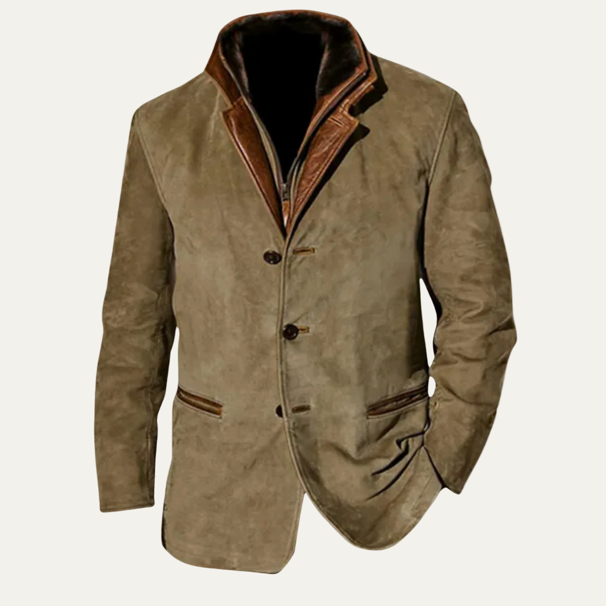 Manteau élégant trois boutons en daim pour homme