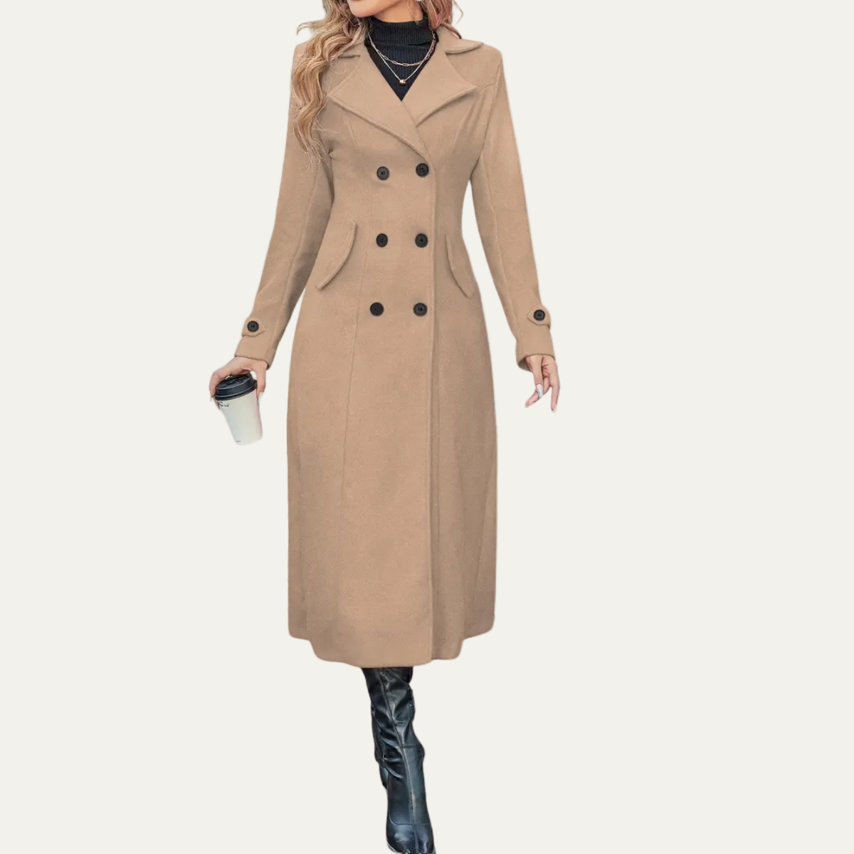 Manteau long croisé élégant pour femme