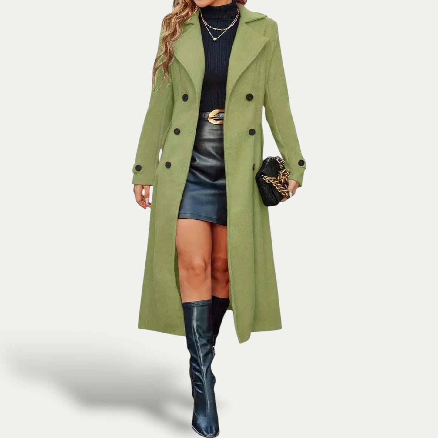 Manteau long croisé élégant pour femme