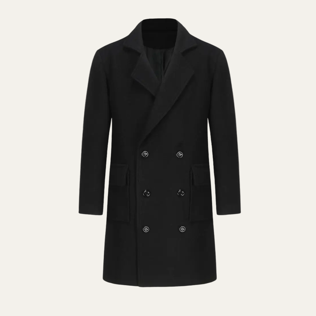 Manteau long croisé en laine pour homme