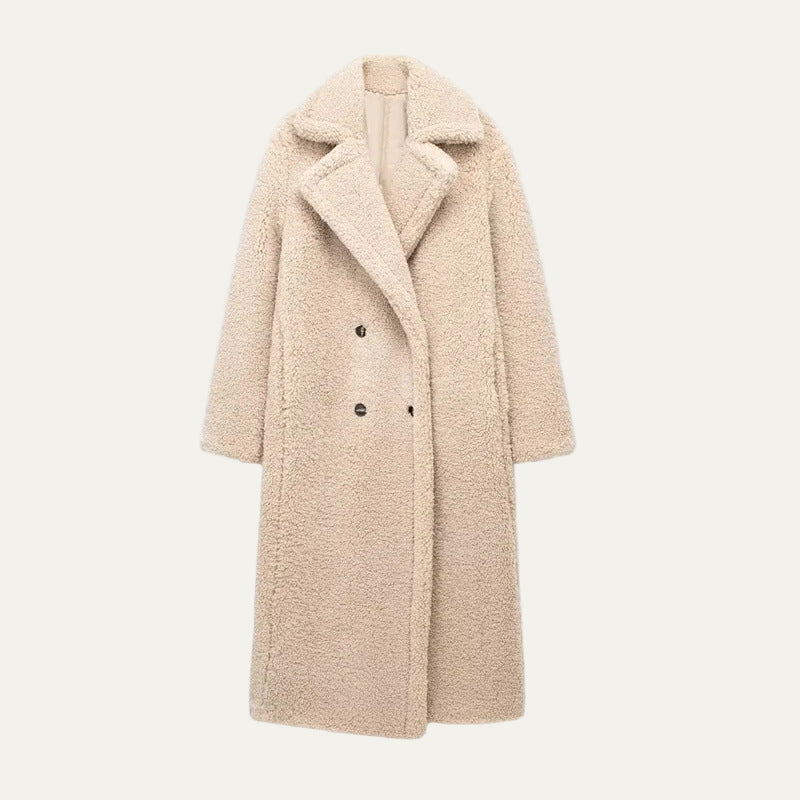 Manteau long en peluche style teddy pour femme