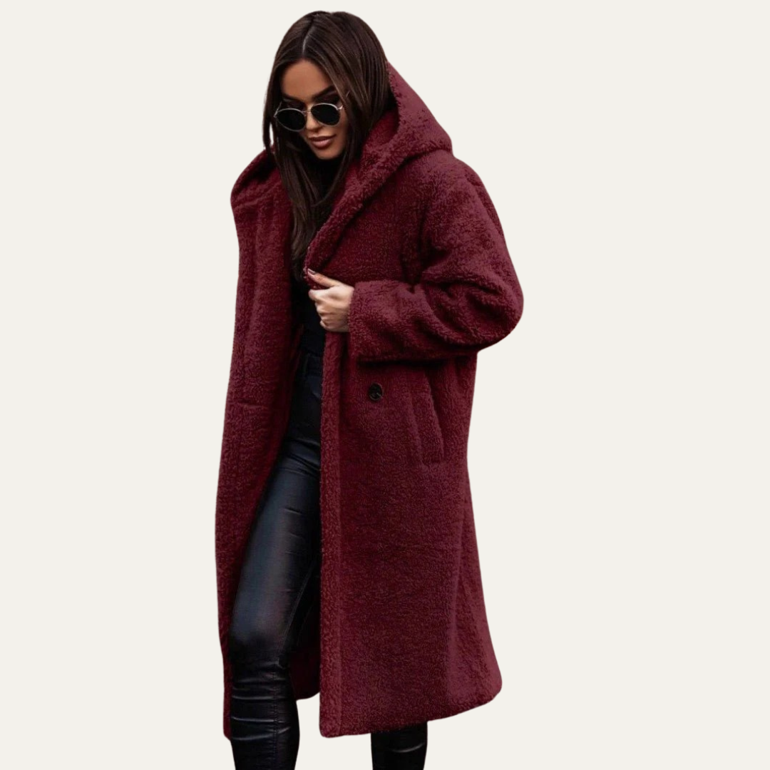 Manteau long teddy oversize pour femme