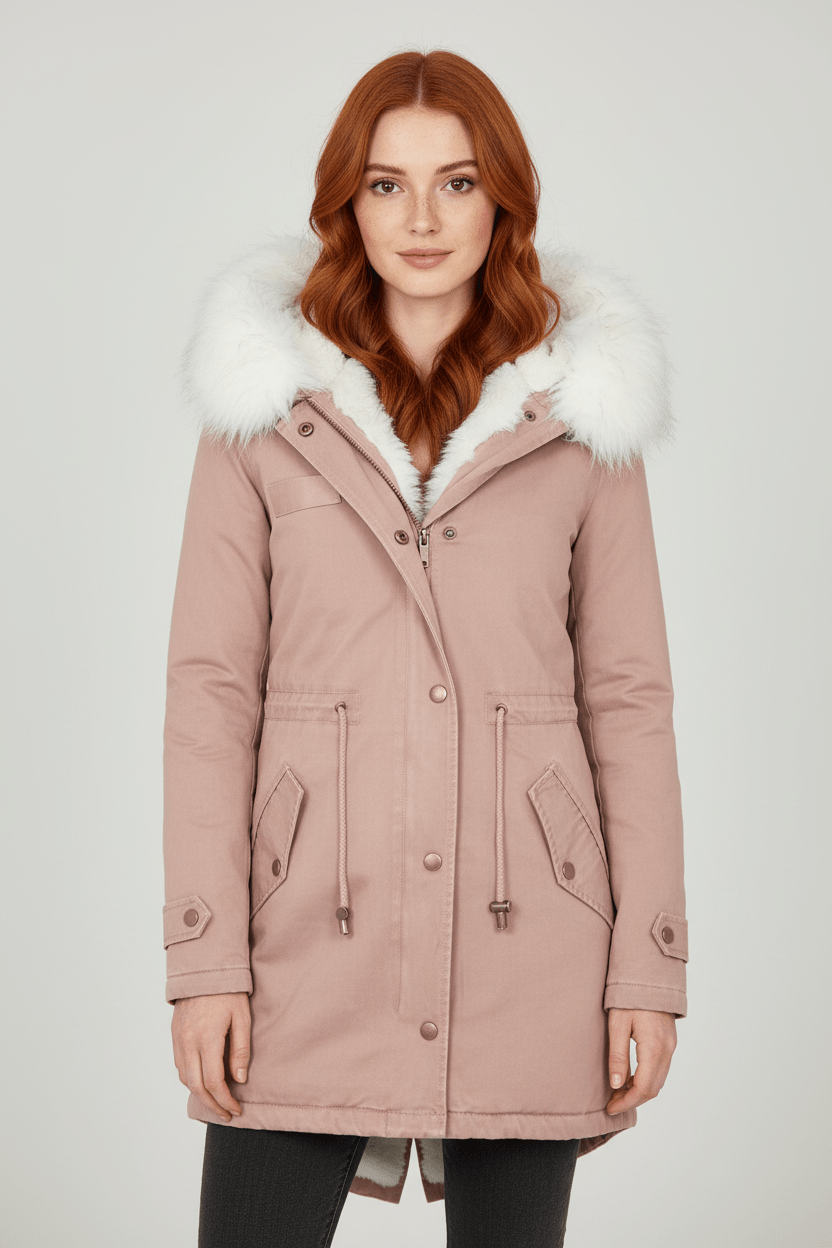 Parka d'hiver à capuche doublée de fourrure pour femme