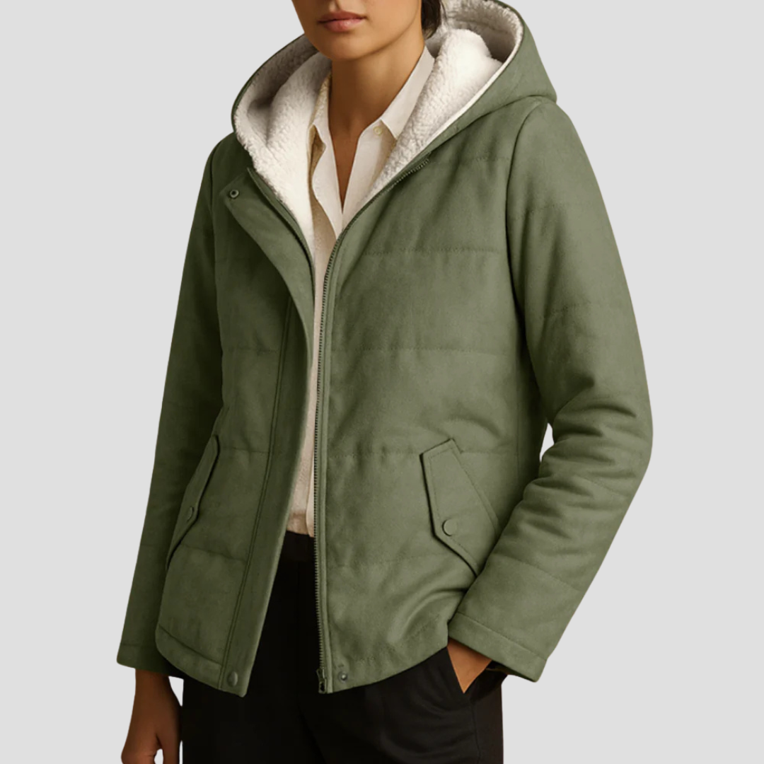 Parka d'hiver à capuche doublée en sherpa pour femme