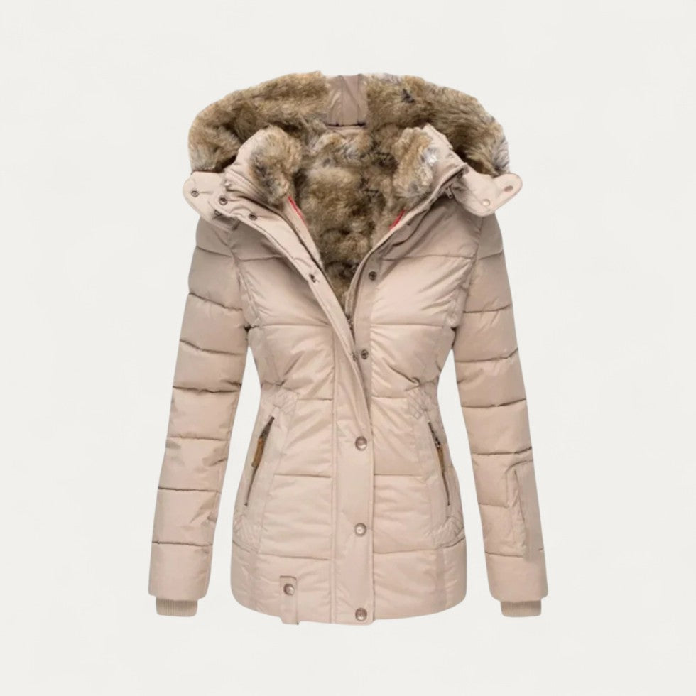 Parka matelassée à capuche en fausse fourrure pour femme
