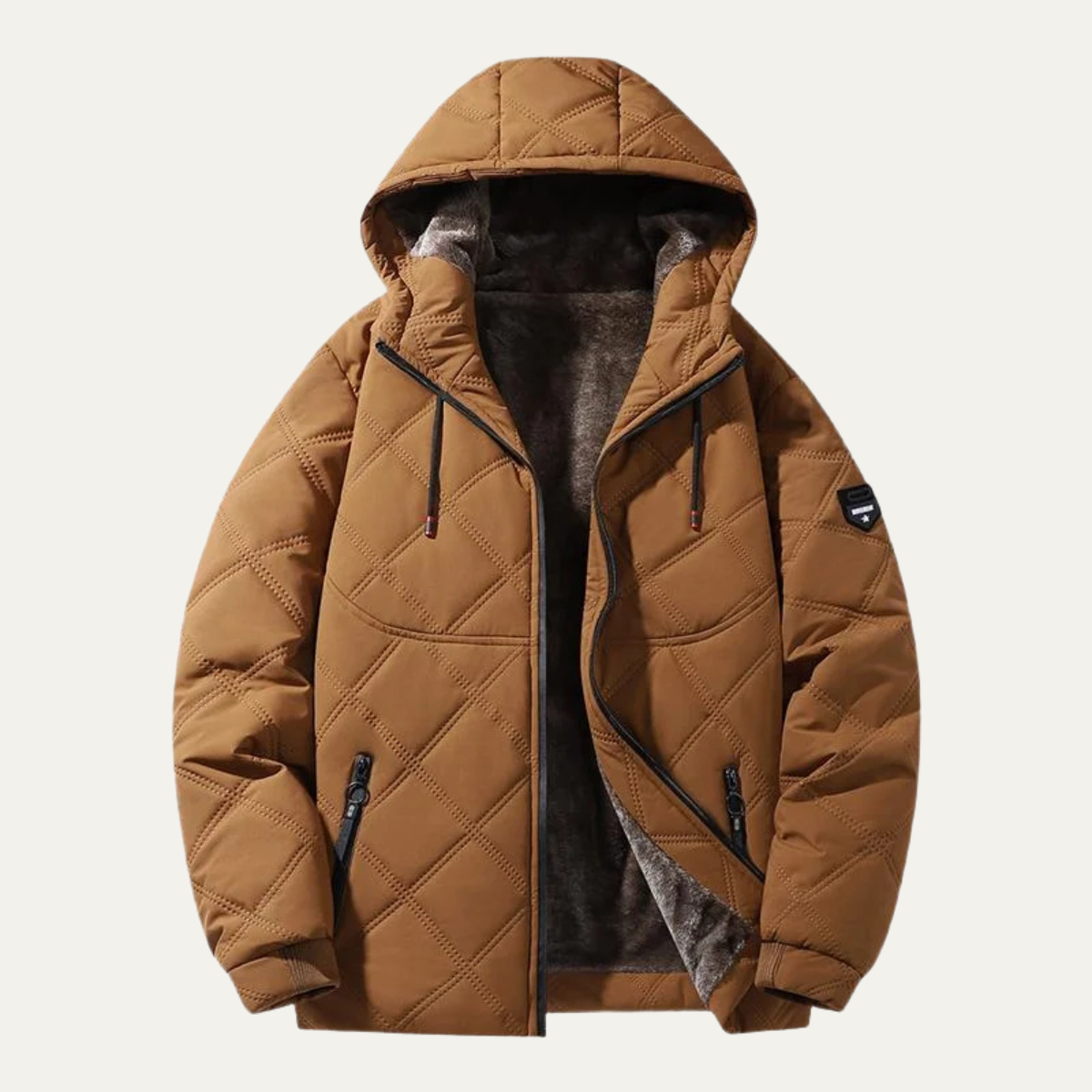 Parka matelassée à capuche pour homme avec doublure en fausse fourrure