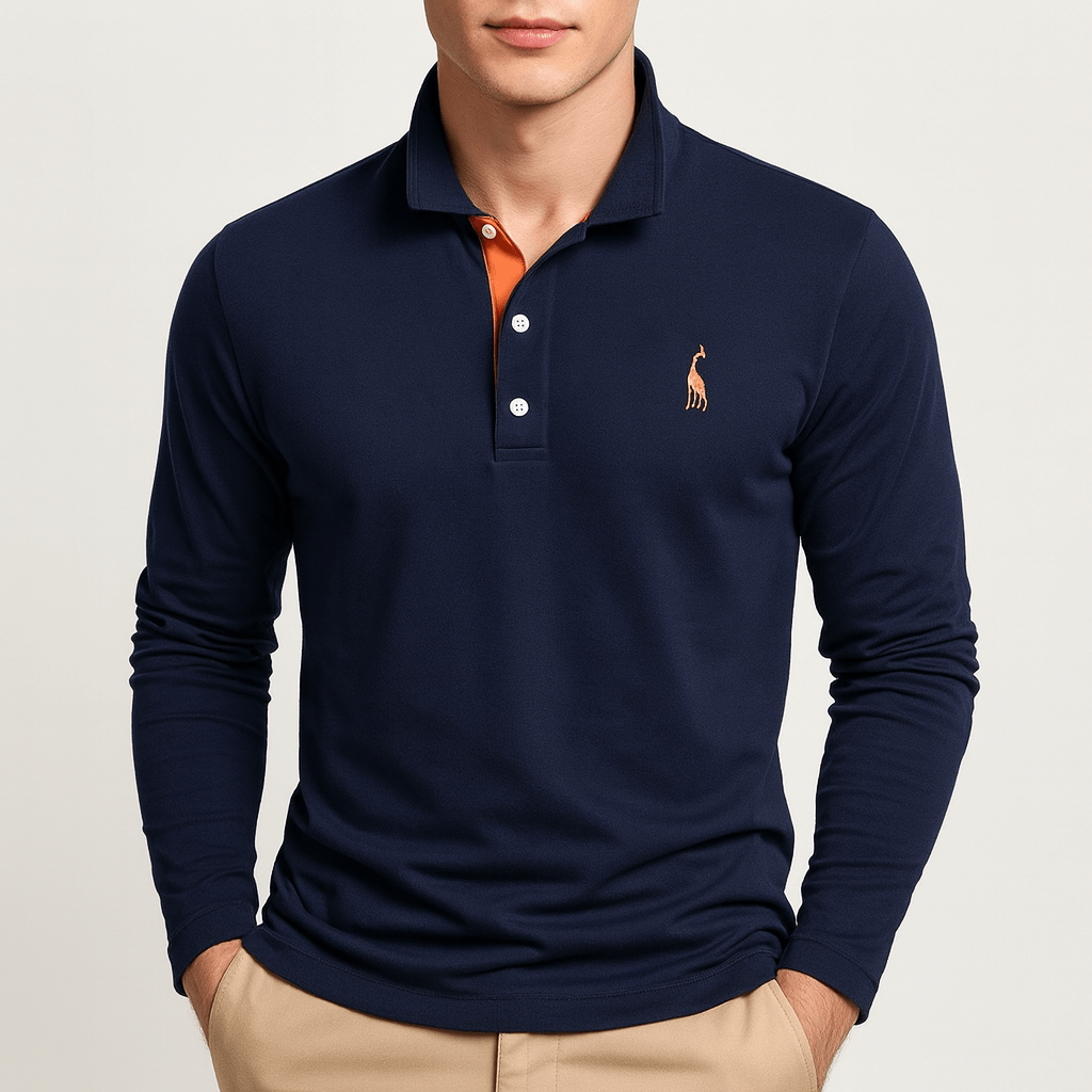 Polo à manches longues brodé pour homme