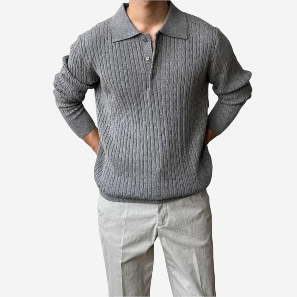 Polo à manches longues en maille de luxe pour homme