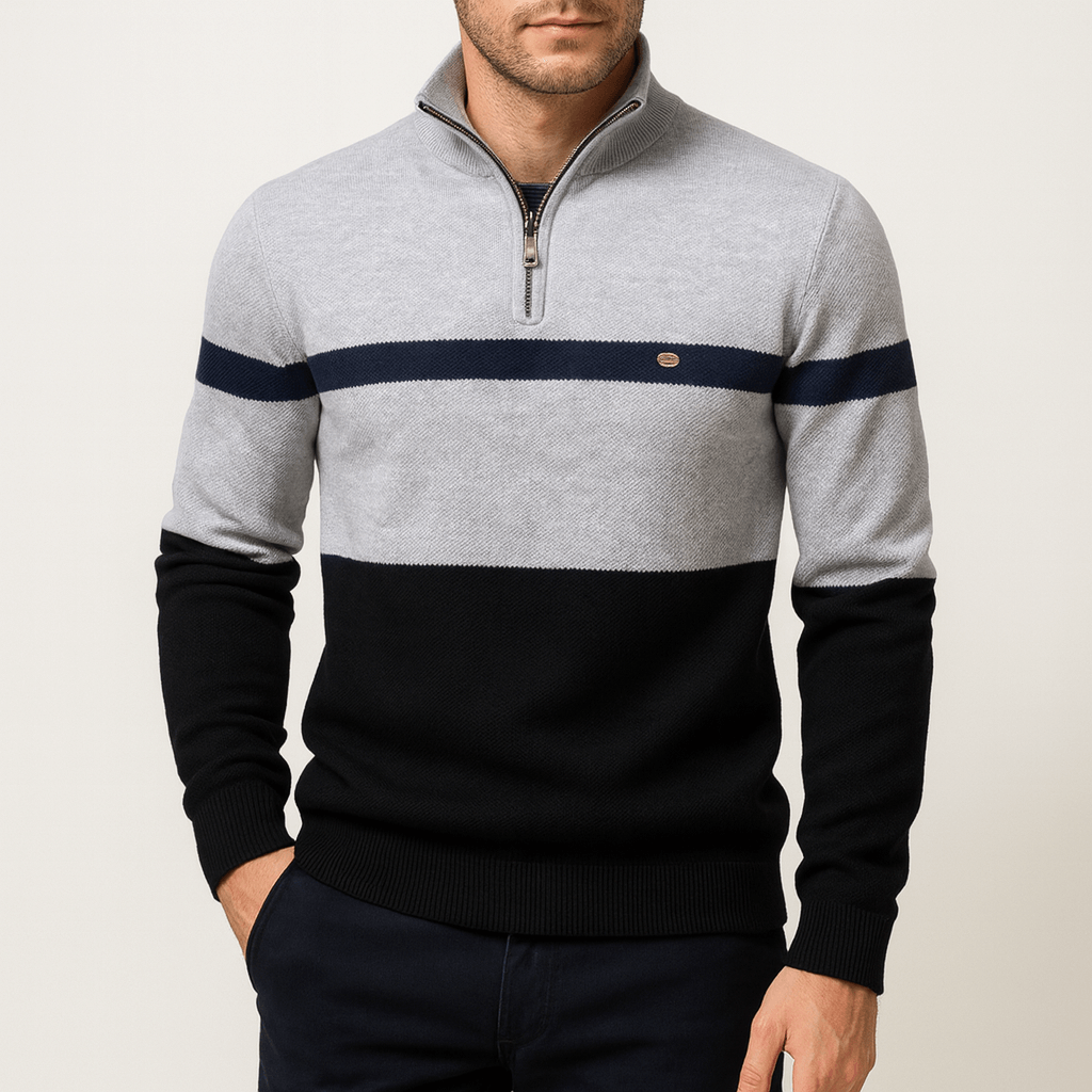 Polo rayé zippé pour homme