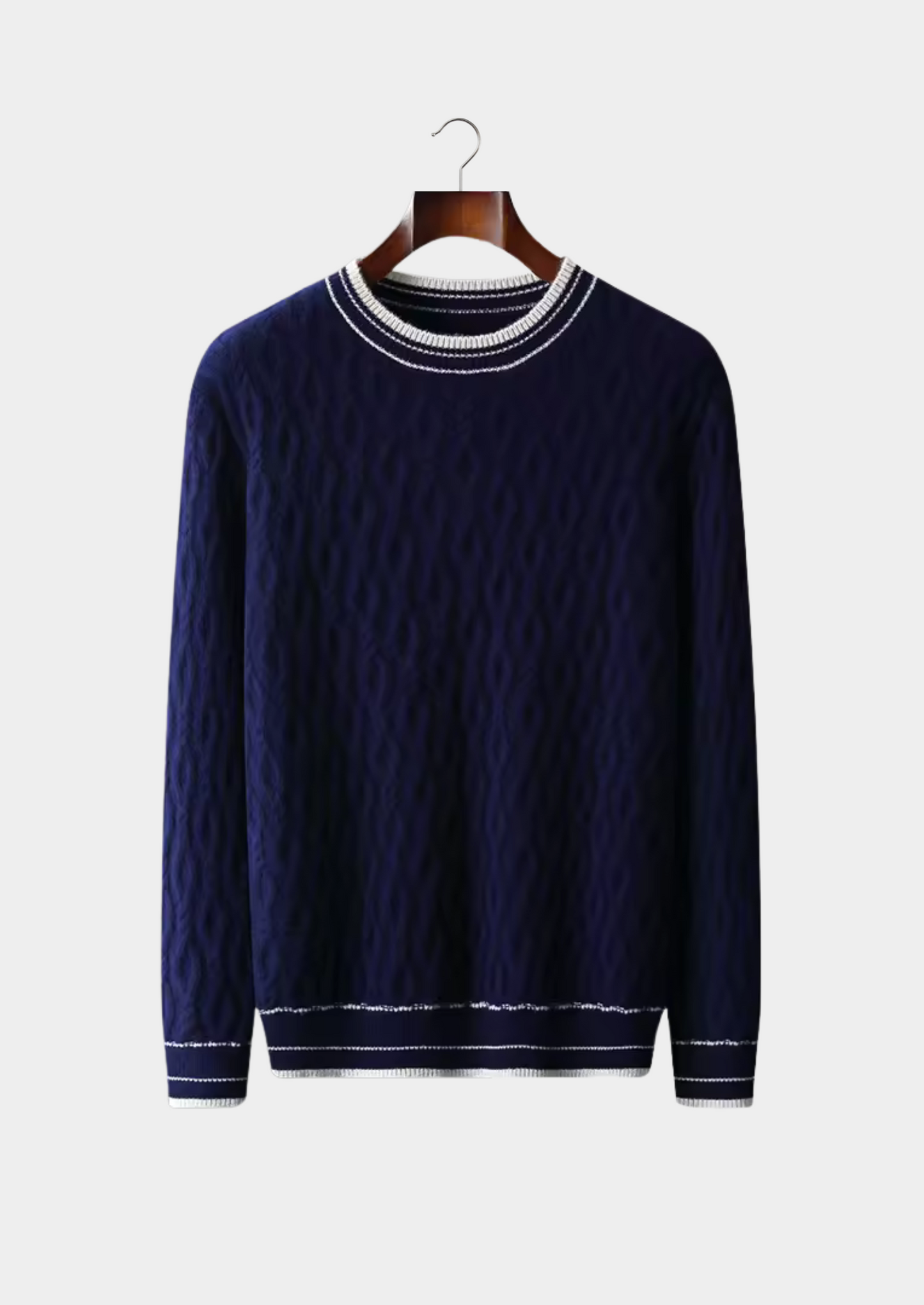 Pull-over texturé à col rond pour homme avec rayures contrastées