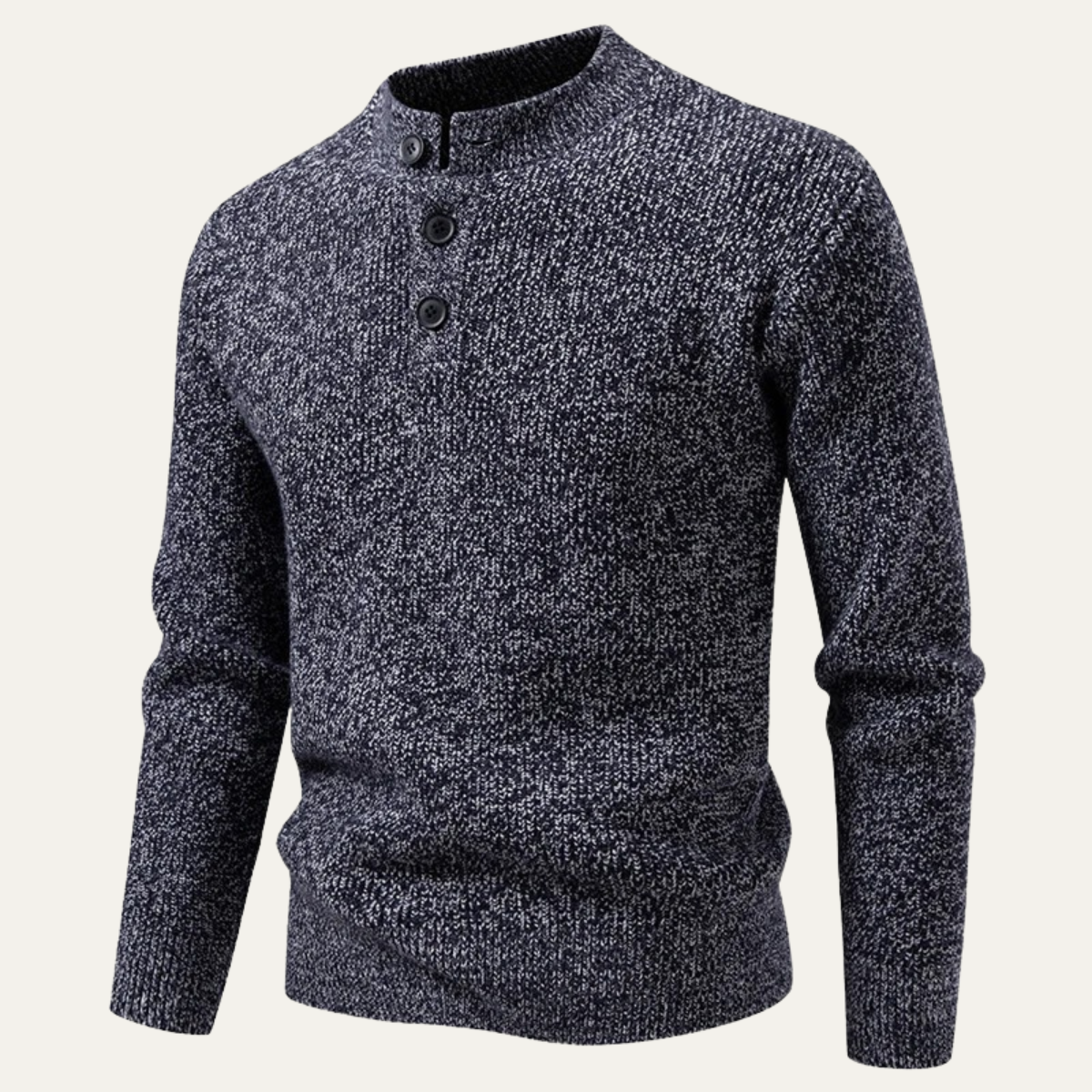 Pull Henley côtelé à col montant pour homme