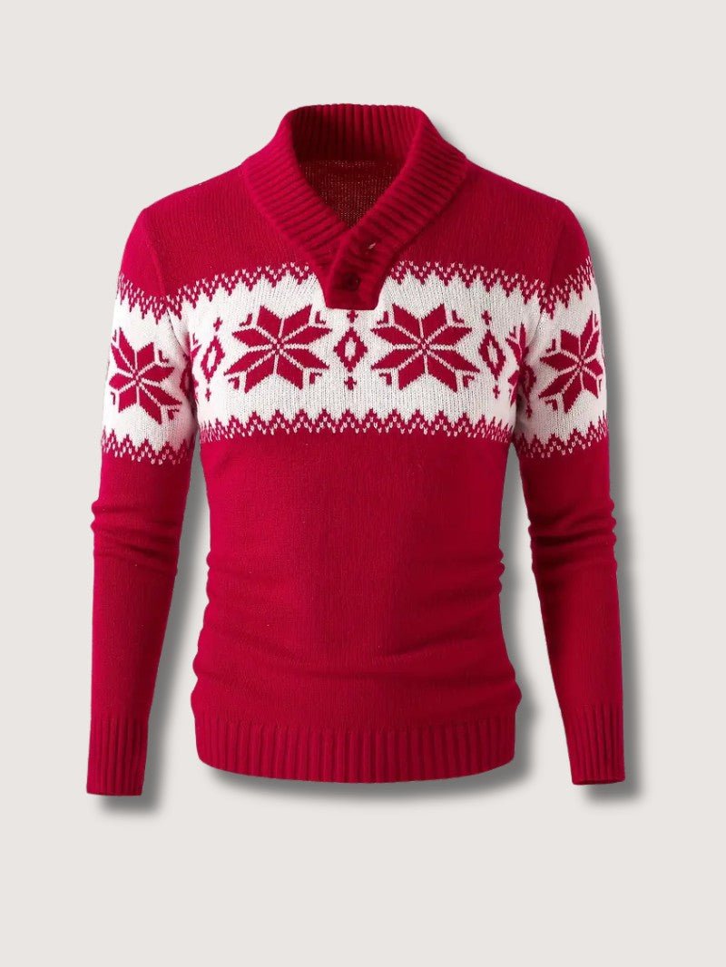 Pull à col châle flocon de neige pour homme