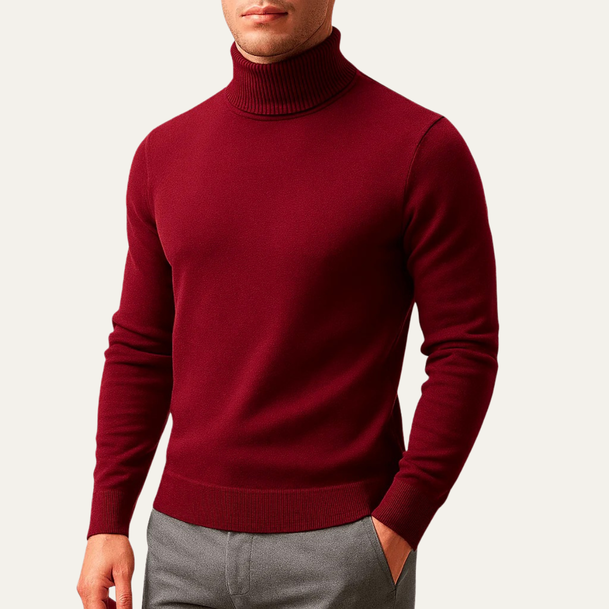 Pull à col roulé classique pour homme