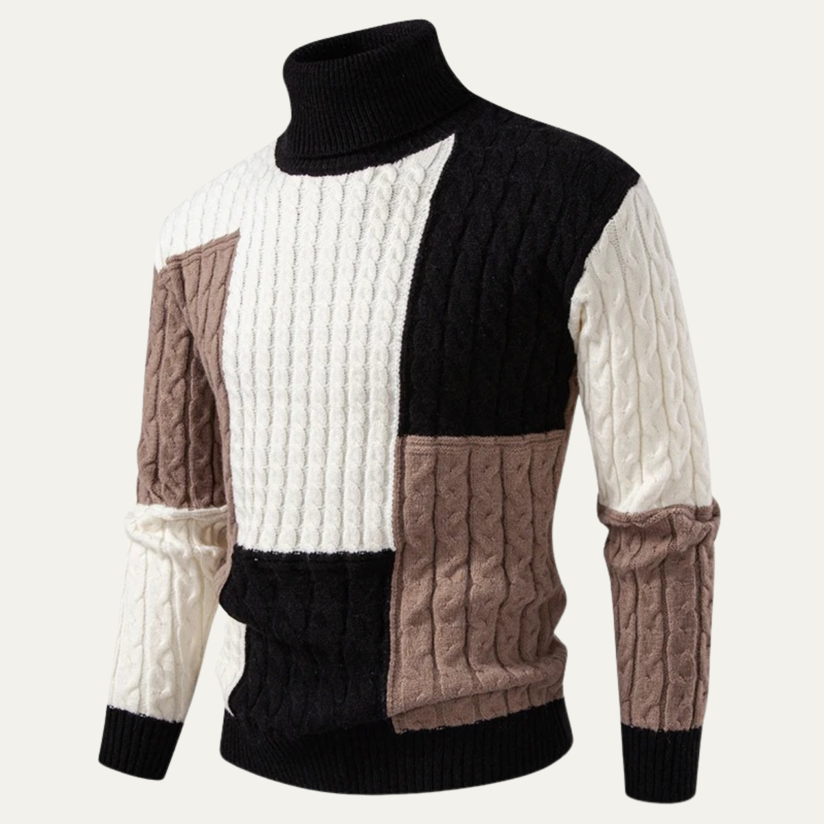 Pull à col roulé color-block pour homme