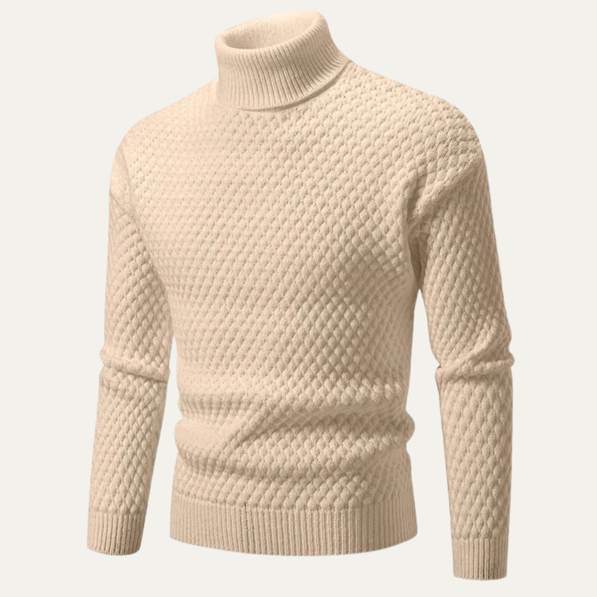 Pull à col roulé épais à motif losanges pour homme