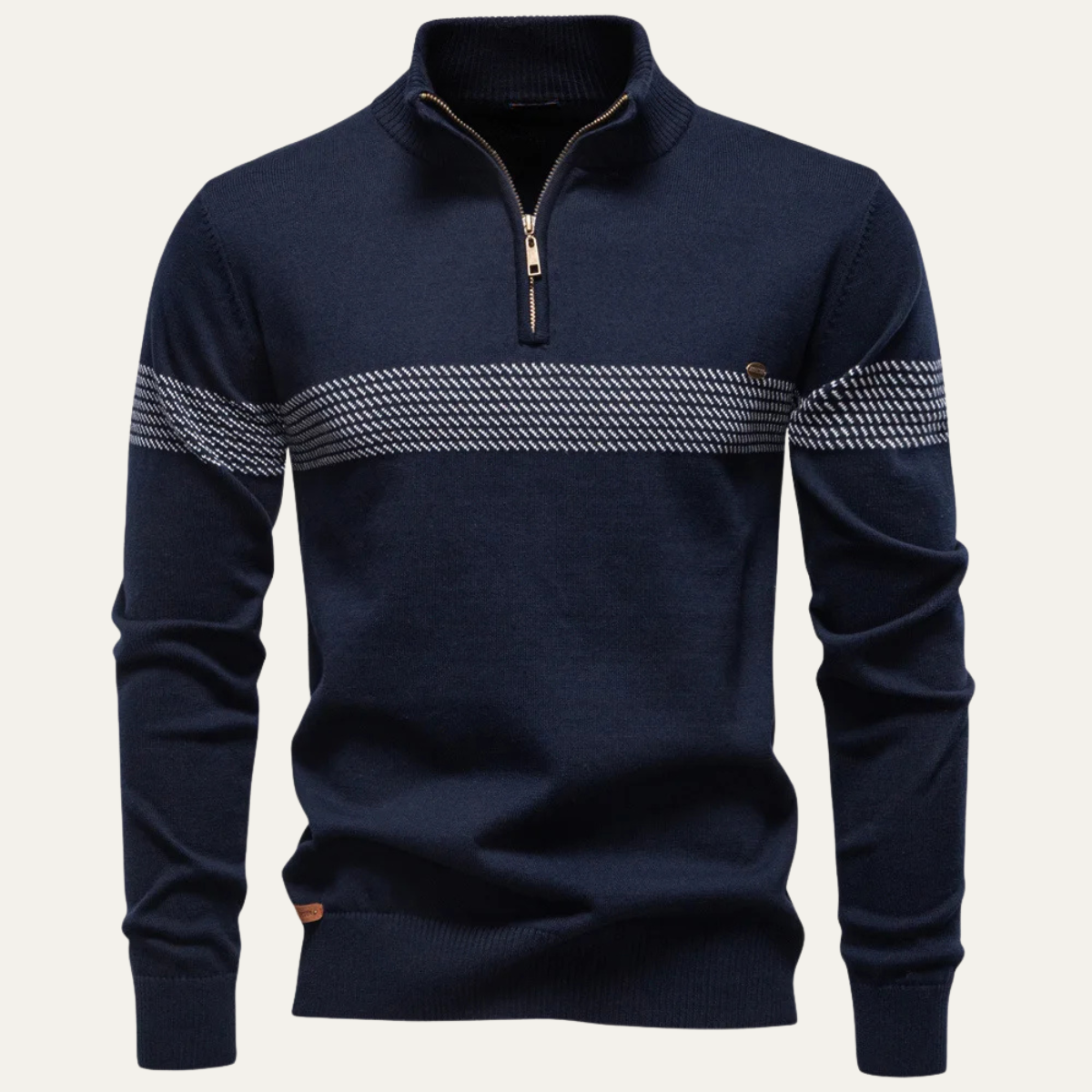 Pull à col zippé à motif pour homme