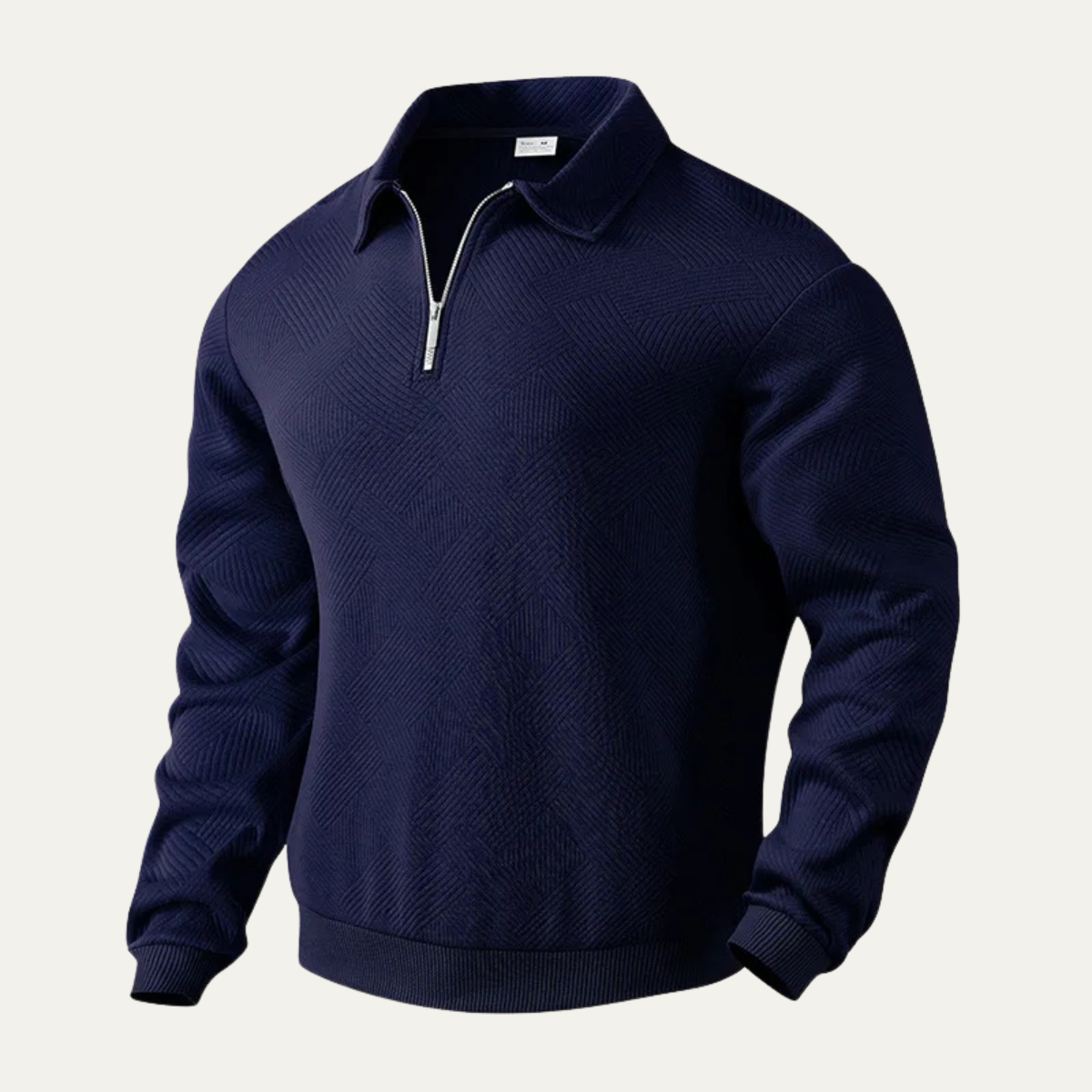 Pull à col zippé géométrique en maille pour homme