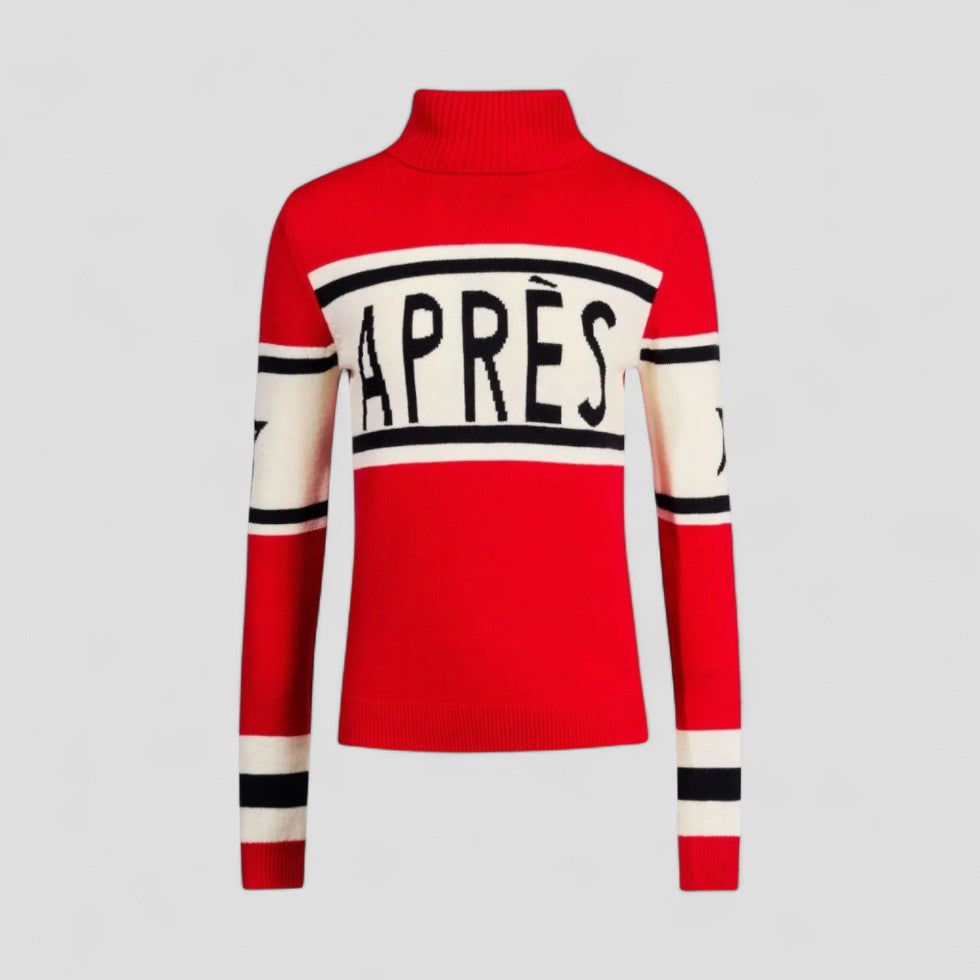 Pull après-ski femme à col roulé en laine mérinos