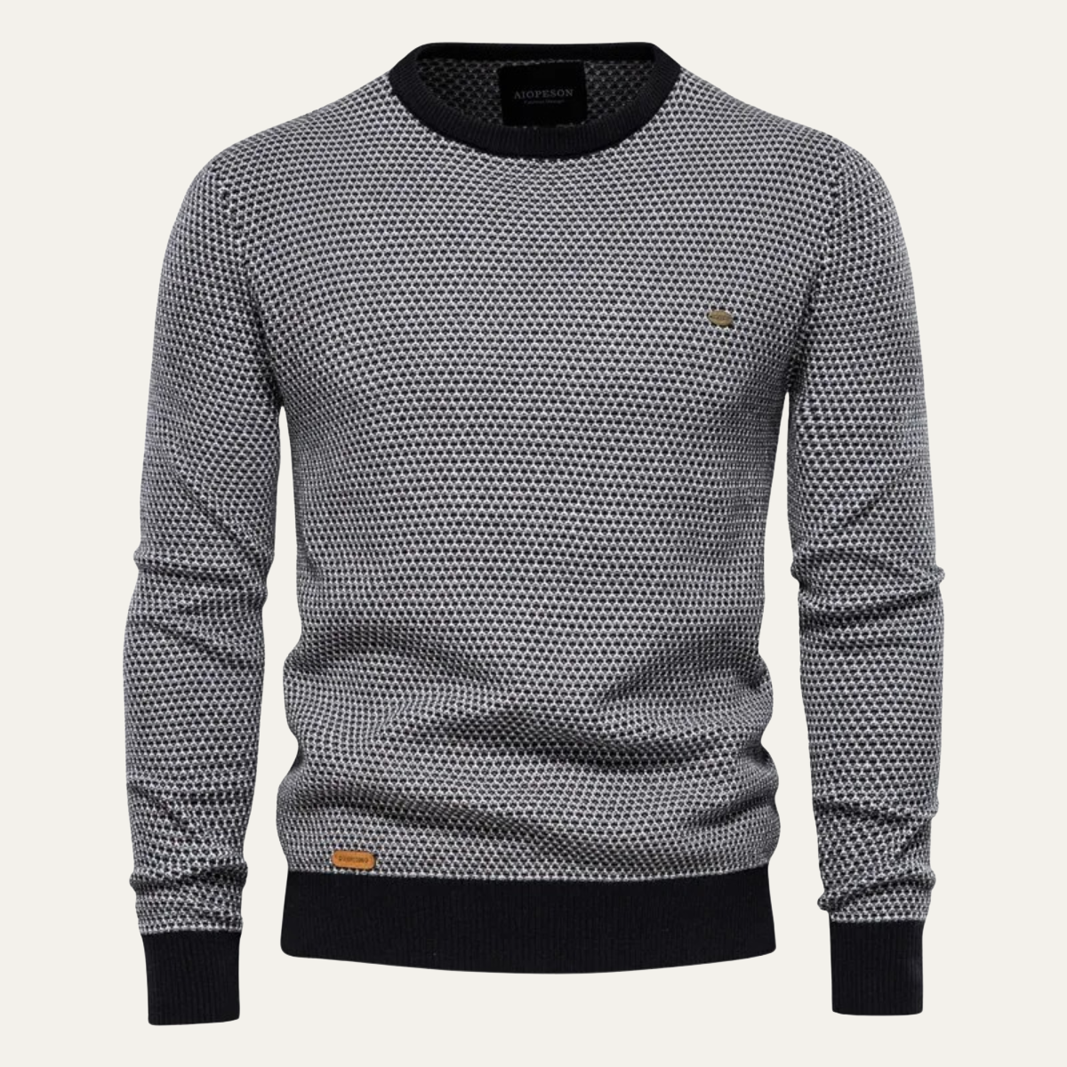 Pull col rond texturé bicolore pour homme