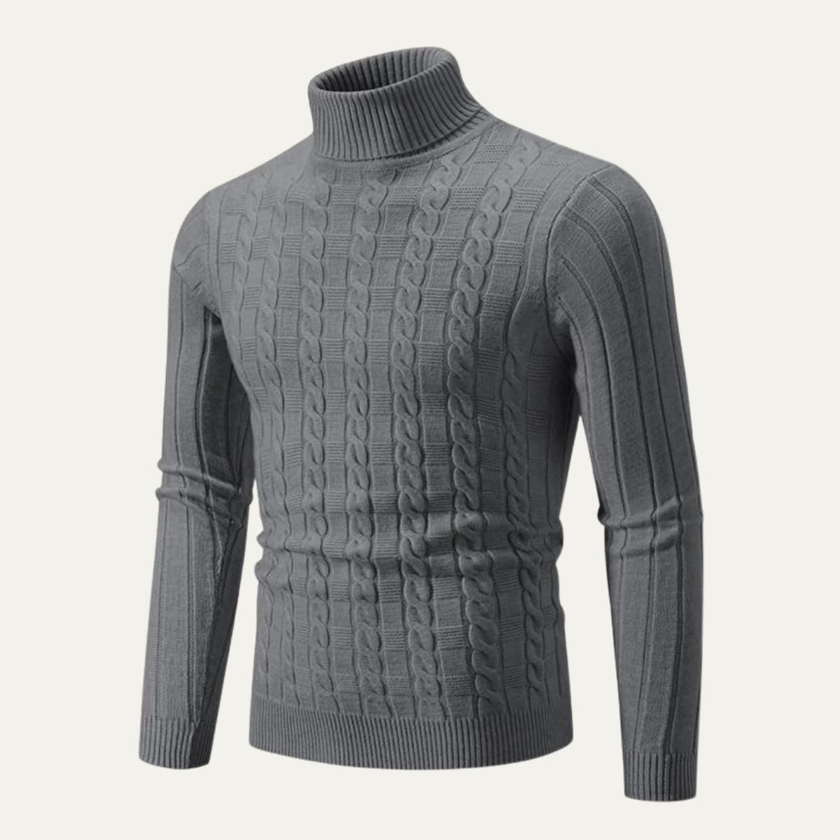 Pull col roulé ajusté en maille torsadée pour homme