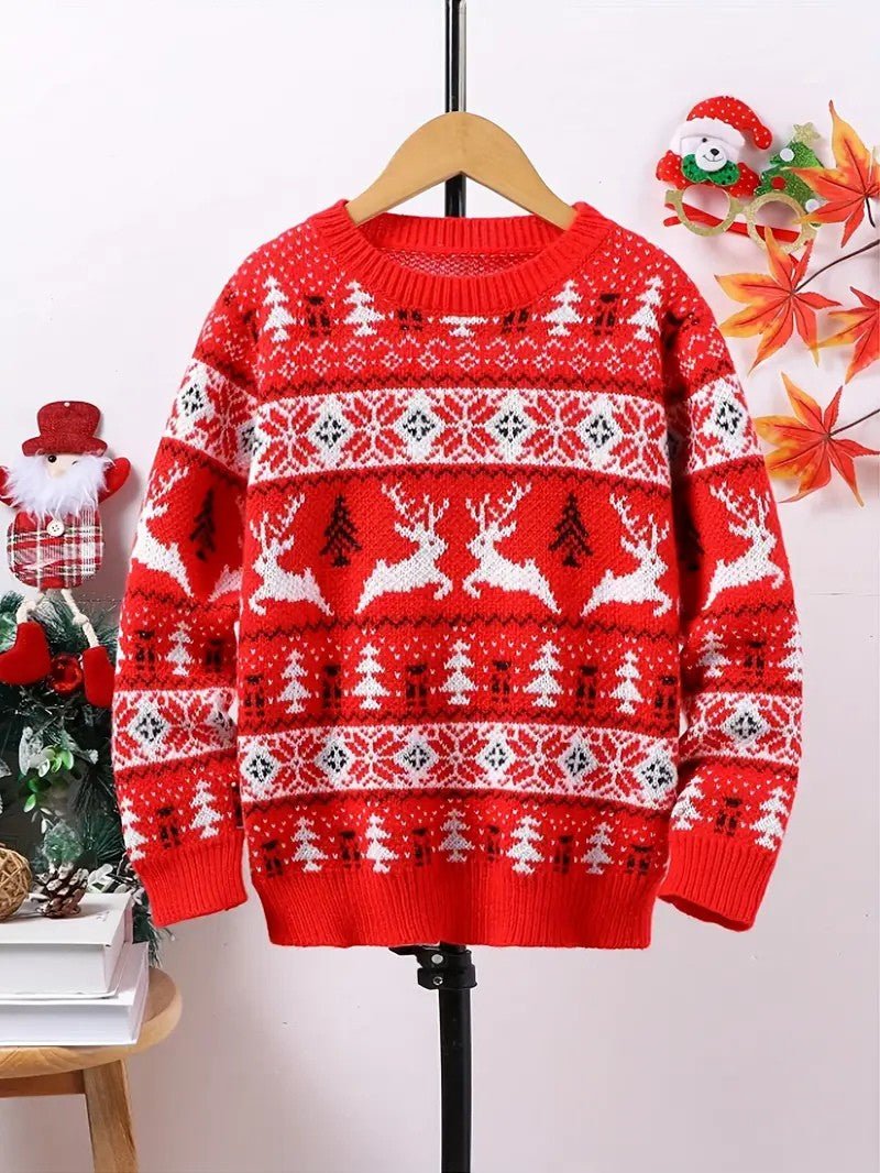 Pull de Noël nordique pour homme avec motif de rennes