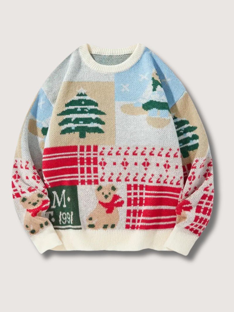 Pull de Noël patchwork festif pour homme