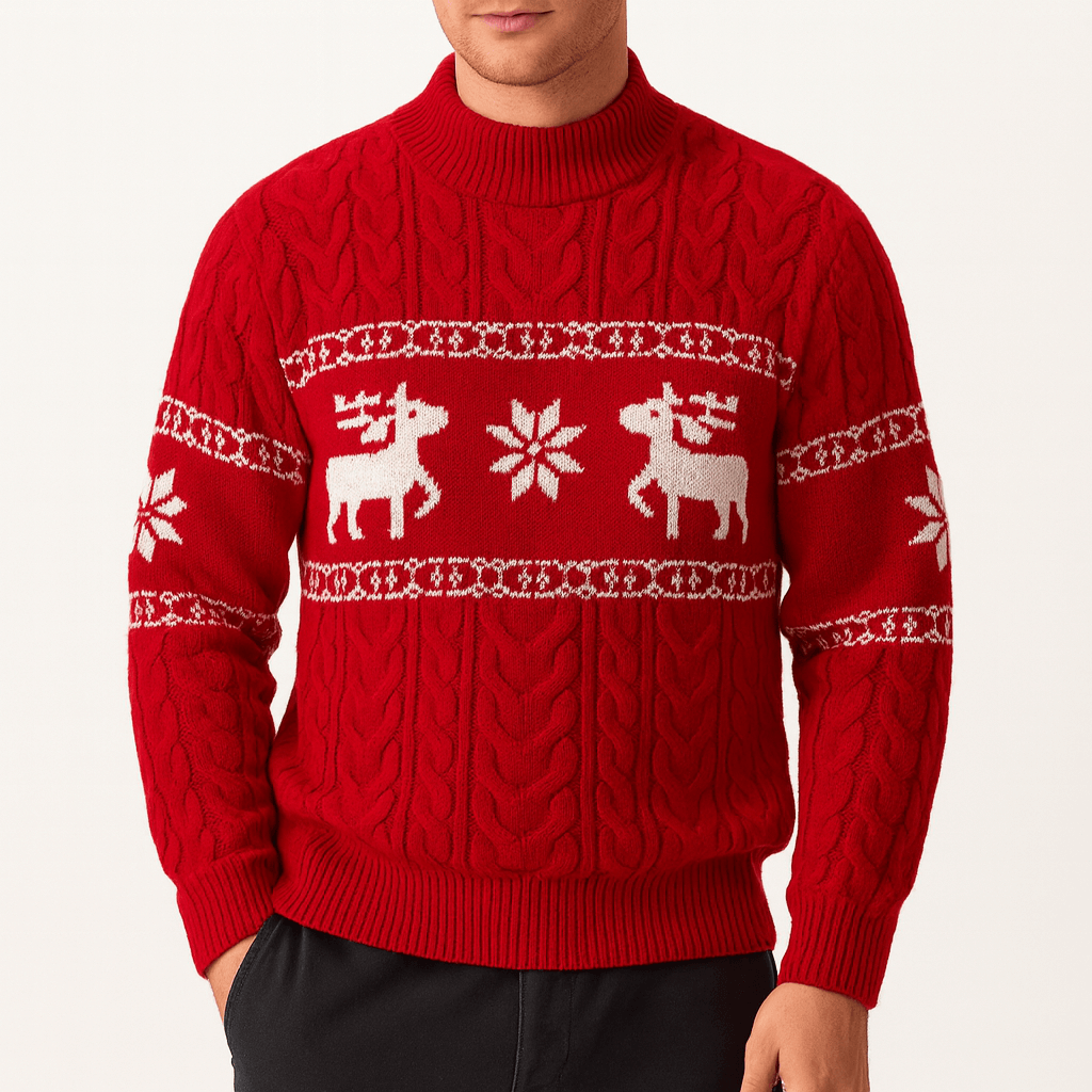 Pull de luxe en cachemire à motif cerf pour homme