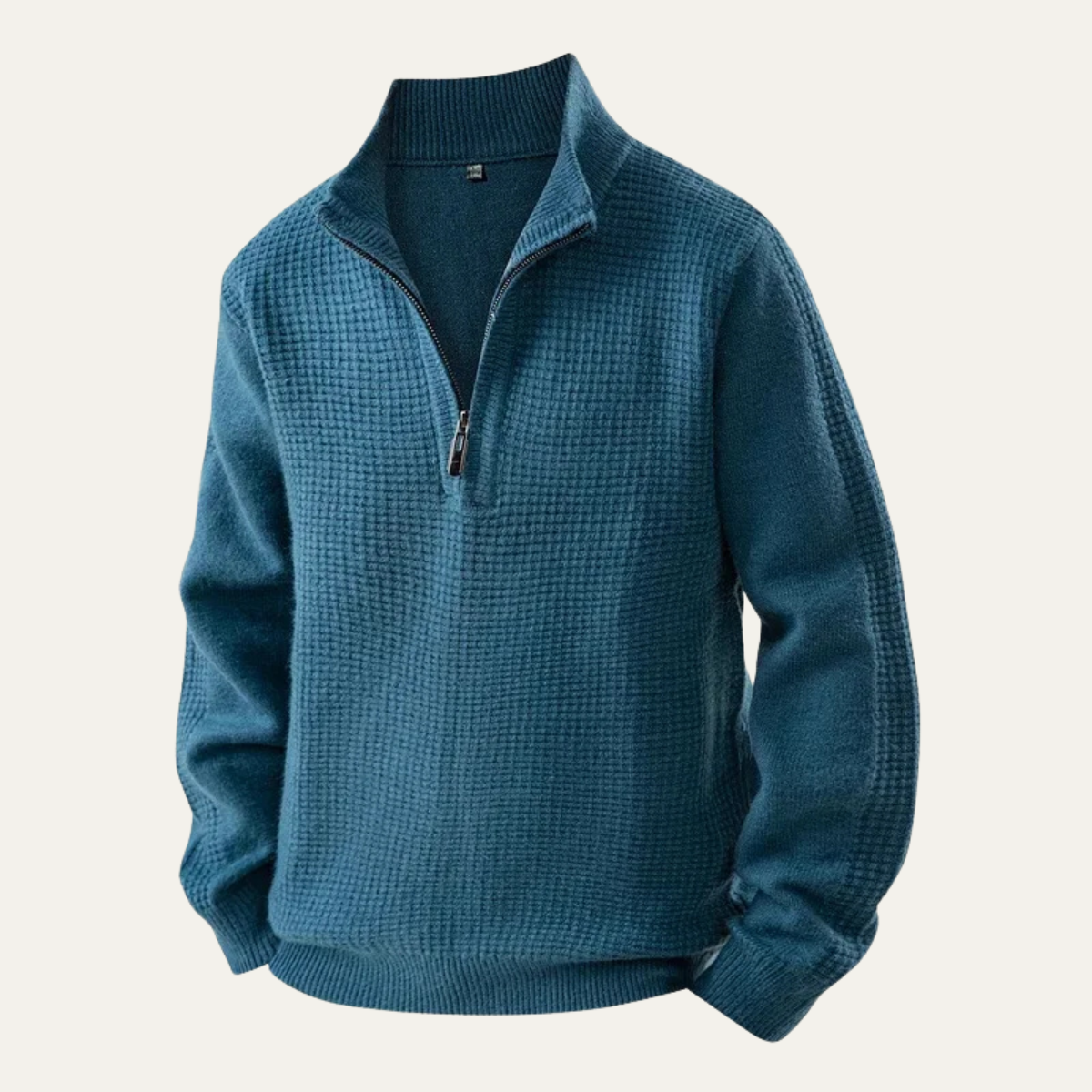 Pull demi-zip en maille gaufrée pour homme