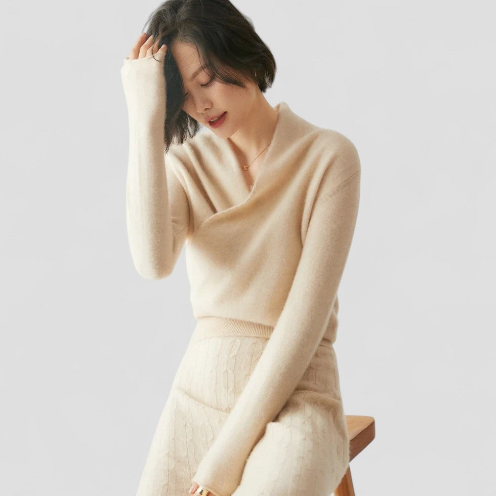 Pull en cachemire croisé pour femme