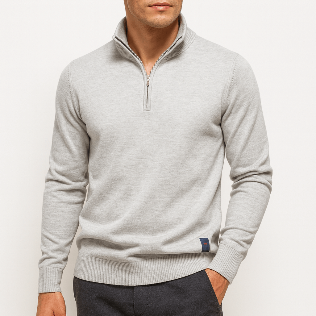 Pull en coton à col zippé pour homme