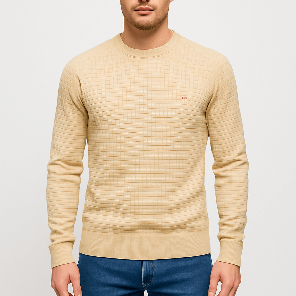 Pull en maille à carreaux classique pour homme