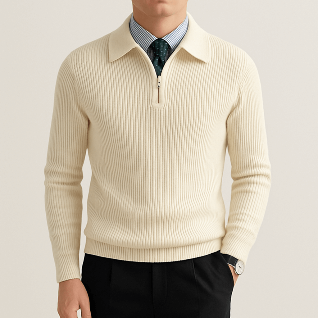 Pull en maille décontracté à demi-zip pour homme