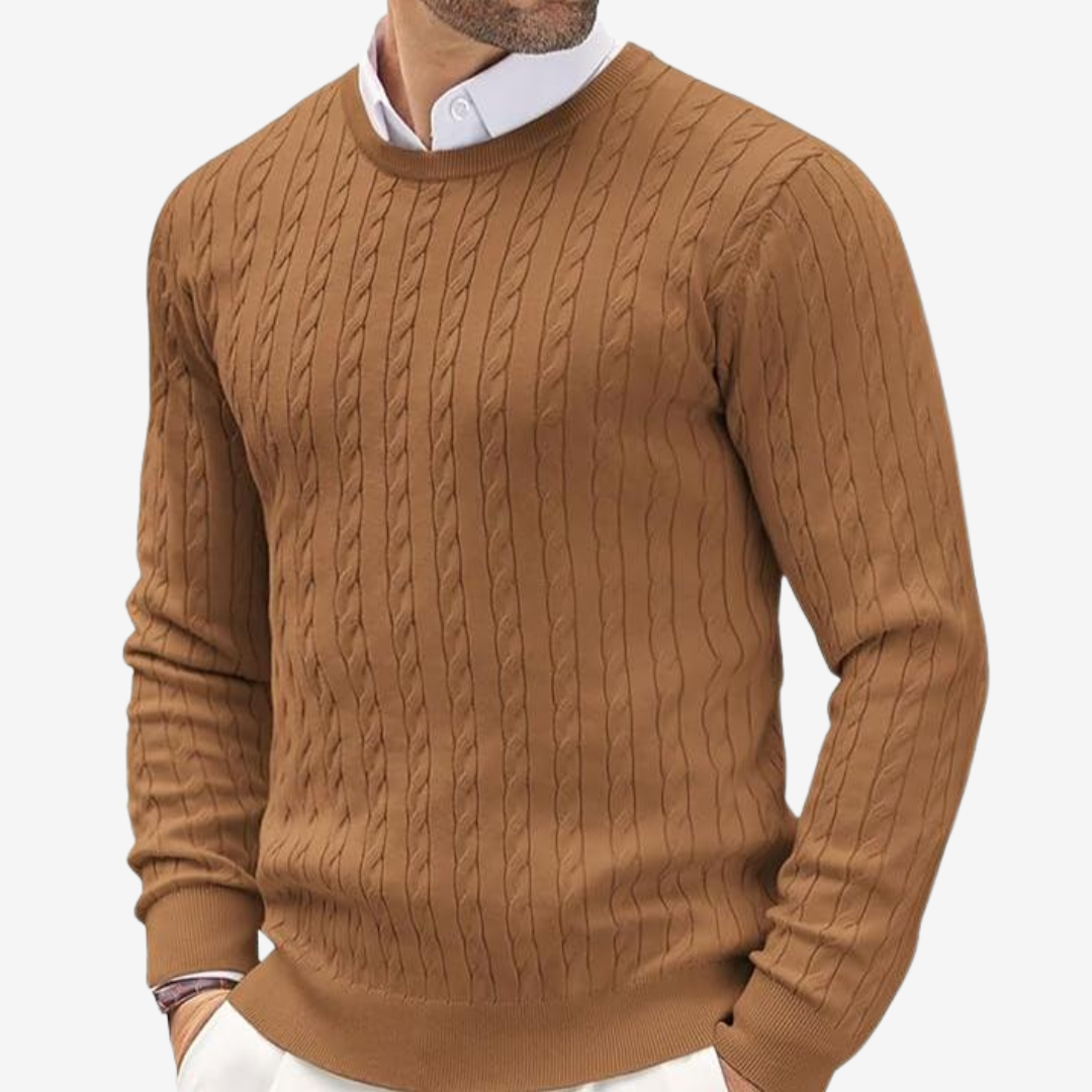 Pull en maille torsadée verticale pour homme