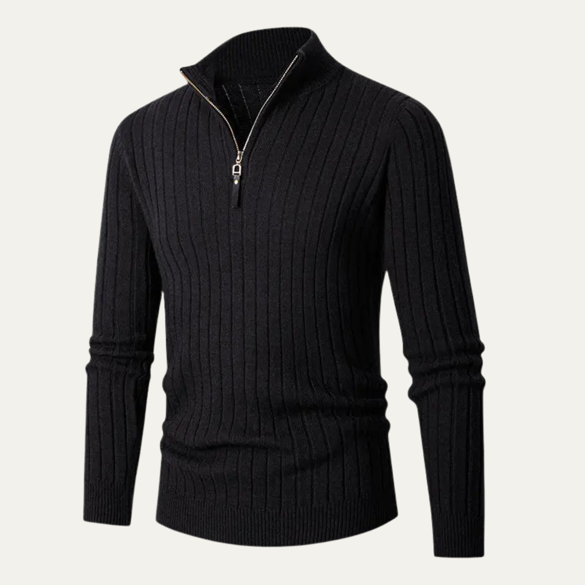 Pull homme à col montant zippé et coupe ajustée