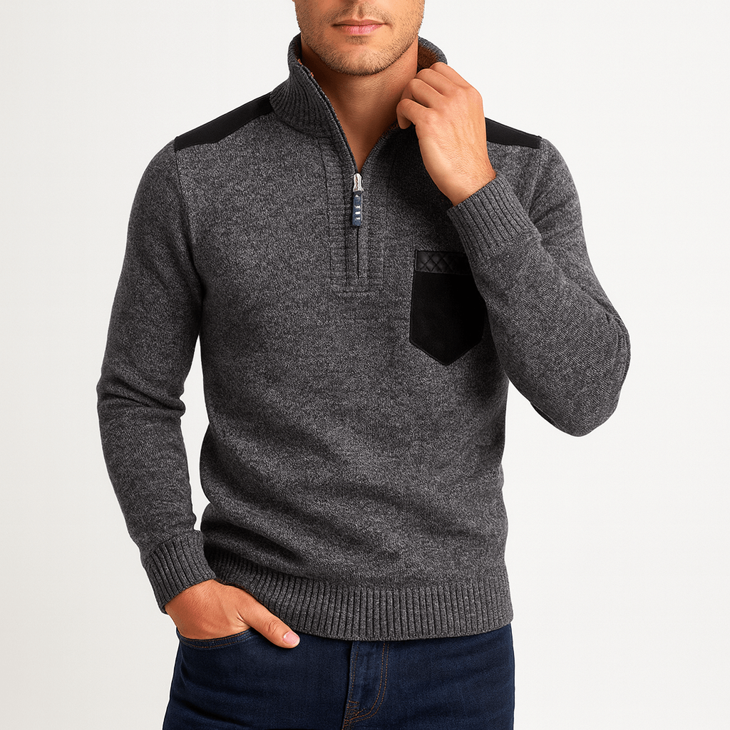 Pull polo en polaire cachemire pour homme