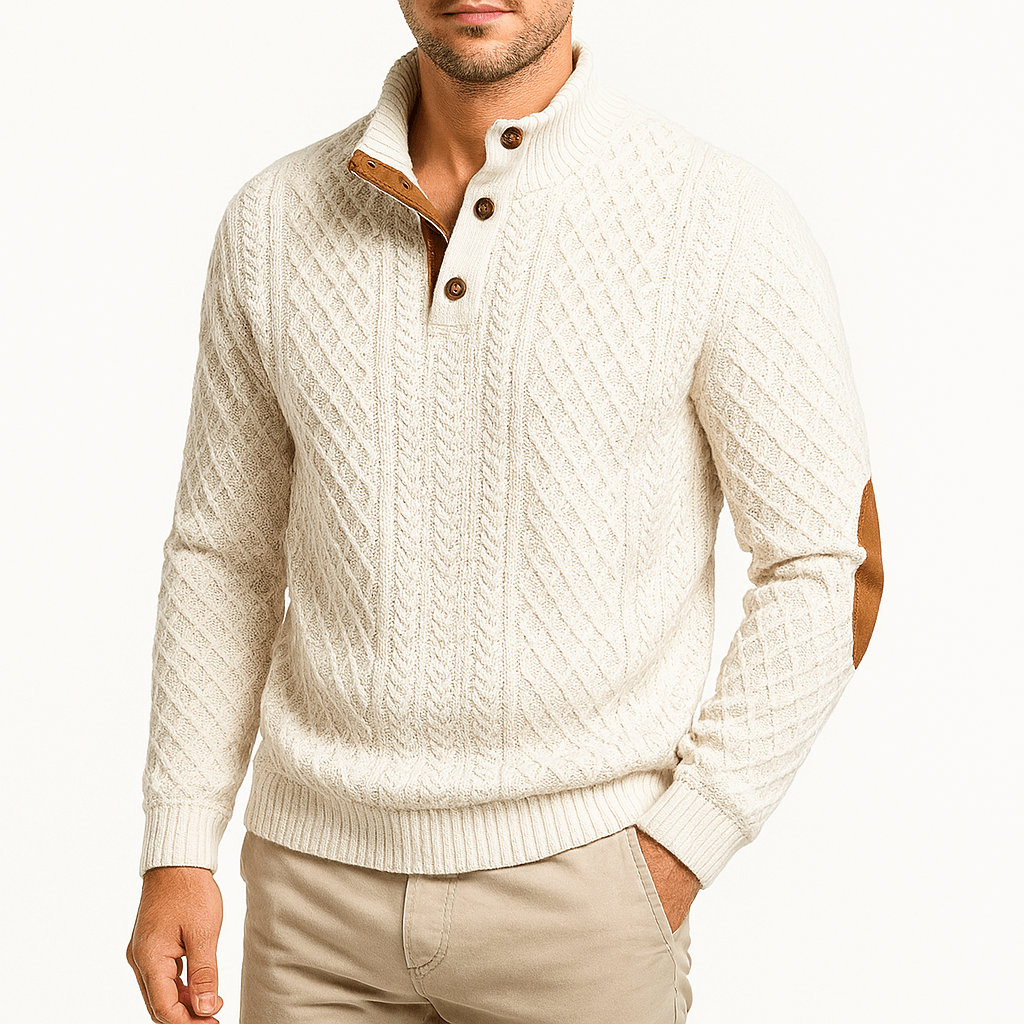 Pull zippé jacquard pour homme