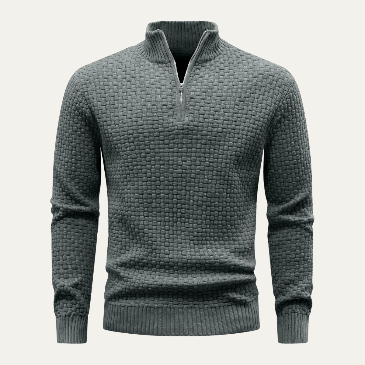 Pull zippé texturé et confortable pour homme