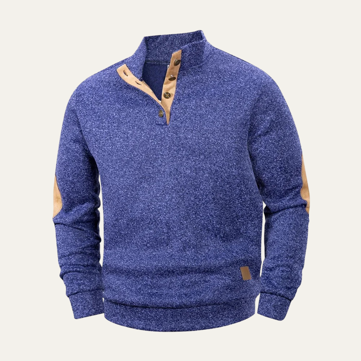 Sweat-shirt à col montant et fermeture à boutons-pression pour homme