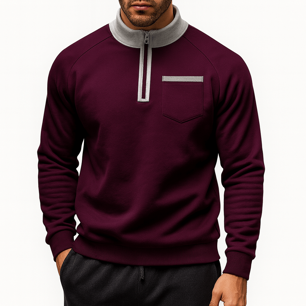 Sweat-shirt à col montant zippé pour homme