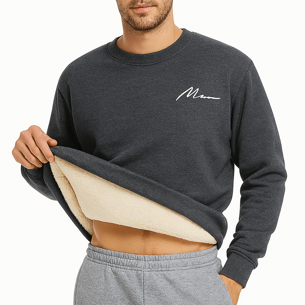 Sweat-shirt à col rond doublé polaire pour homme