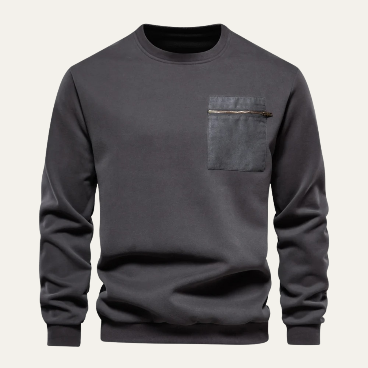 Sweat-shirt homme à col rond avec poche zippée