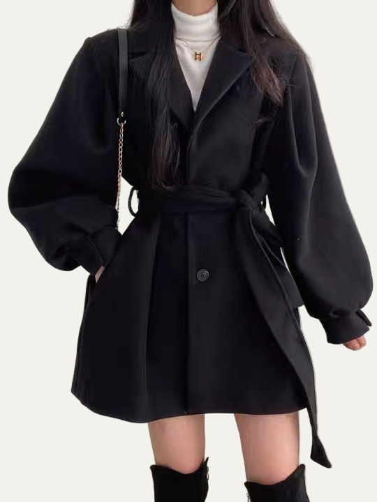 Trench-coat à manches bouffantes et ceinture pour femme