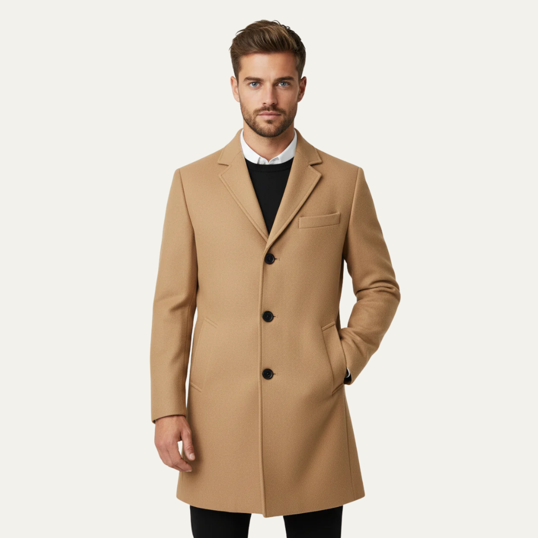 Trench-coat classique d'hiver à simple boutonnage pour homme