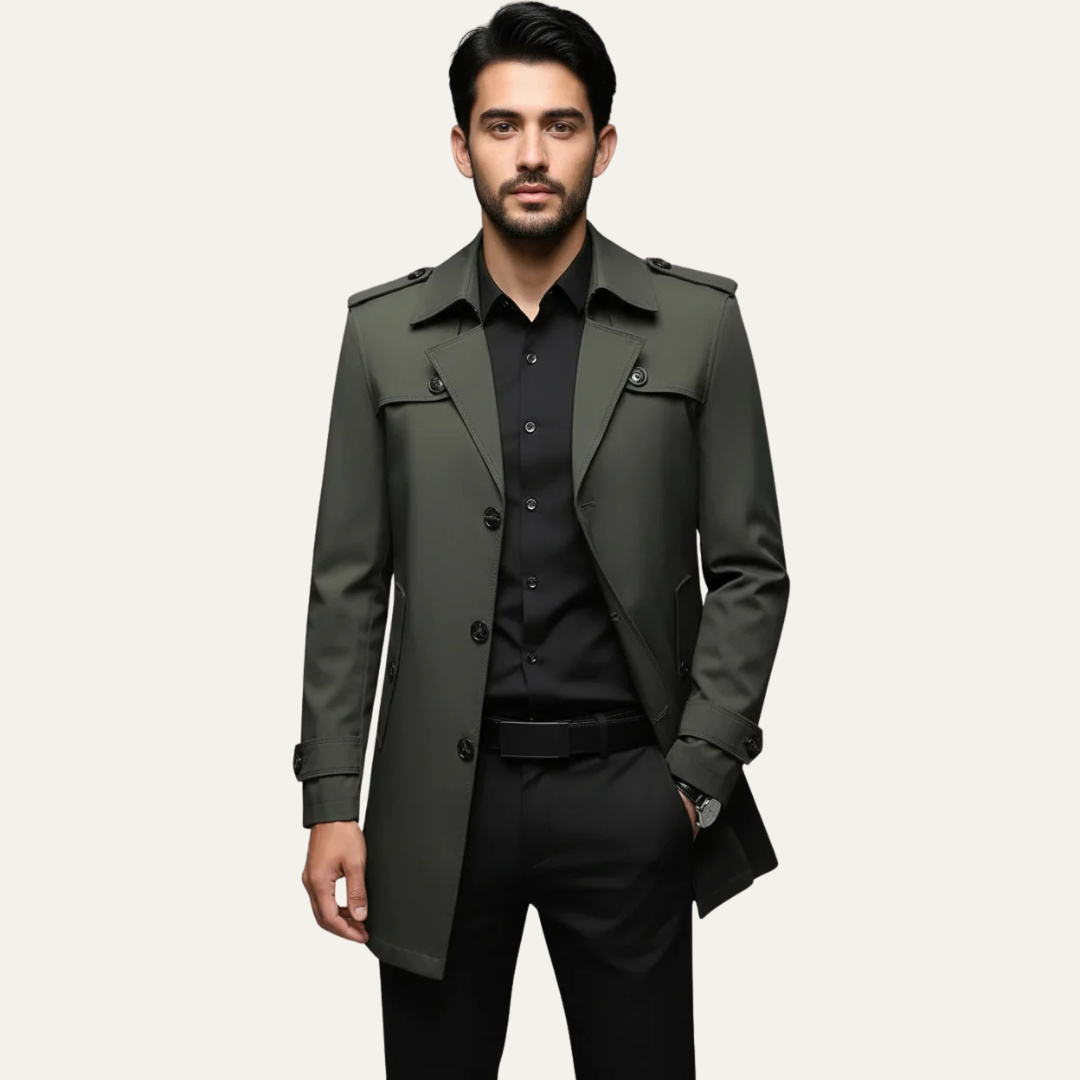 Trench-coat court classique pour homme