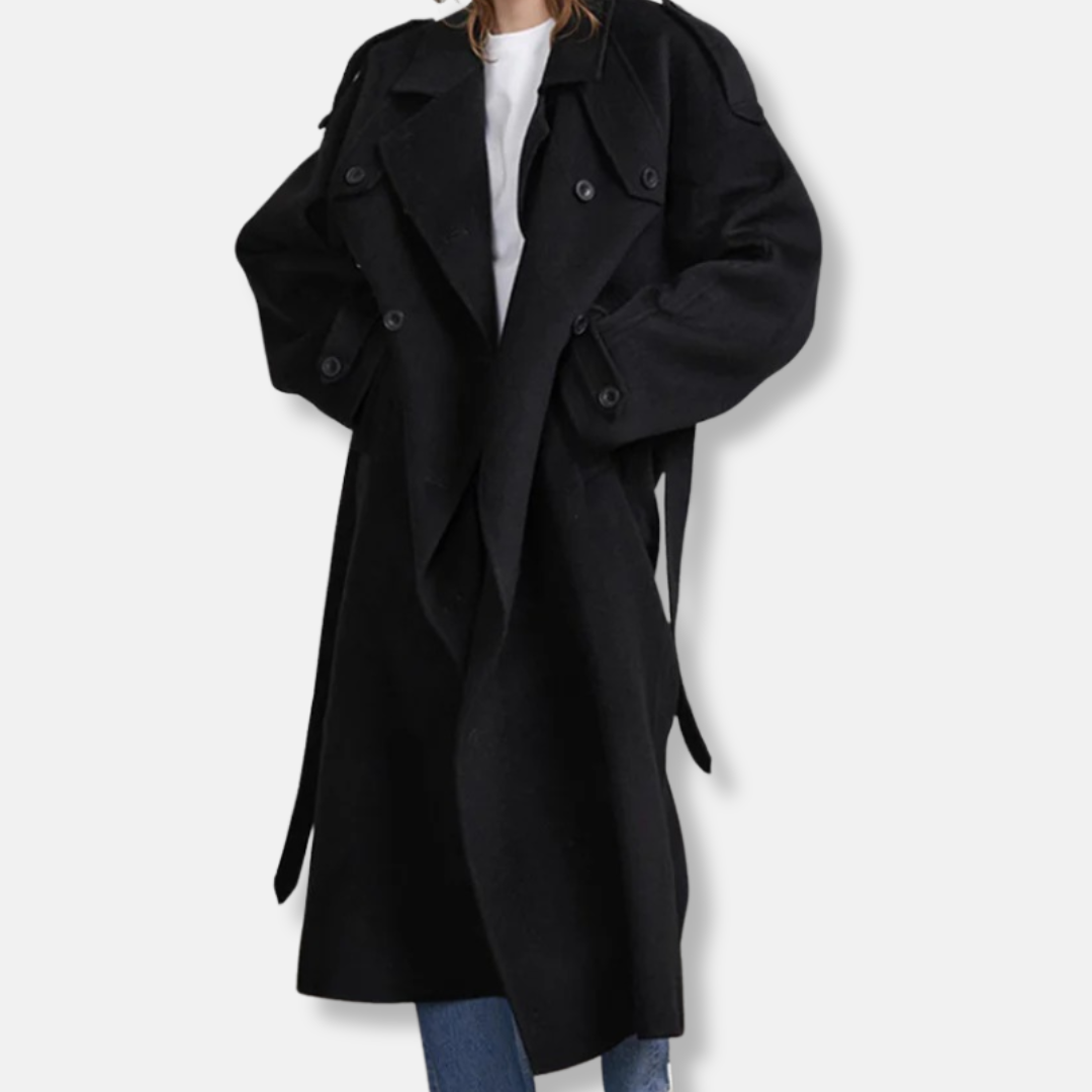 Trench-coat maxi décontracté pour femme