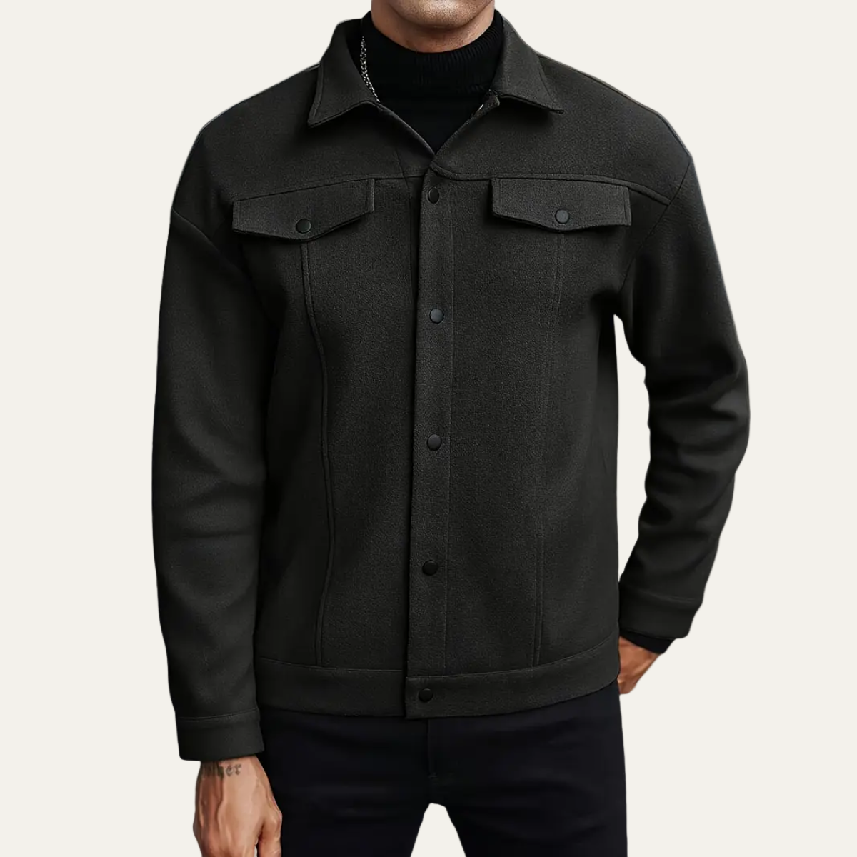 Veste-chemise classique pour homme en laine mélangée