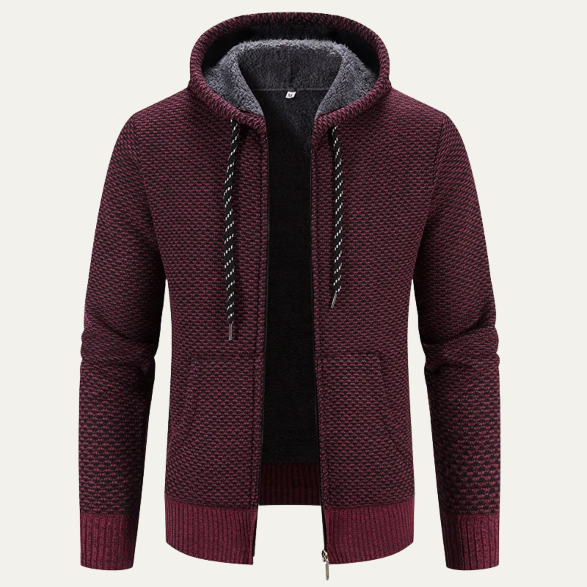 Veste d'hiver à capuche zippée en sherpa pour homme