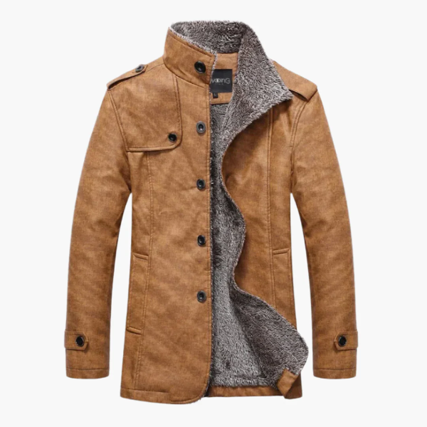 Veste d'hiver chaude pour homme avec doublure en fausse fourrure de mouton retournée