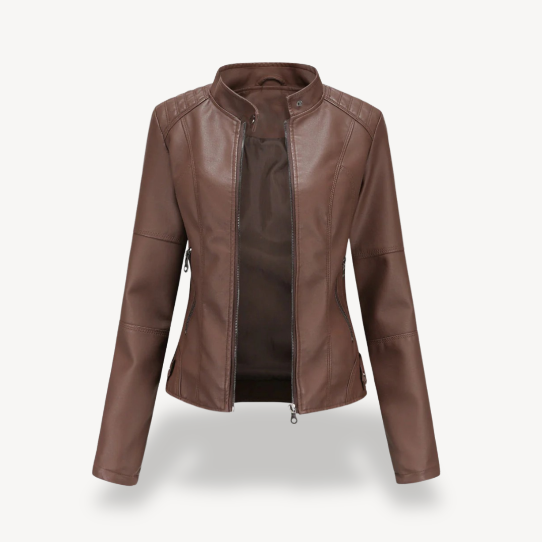 Veste de motard classique en cuir pour femme