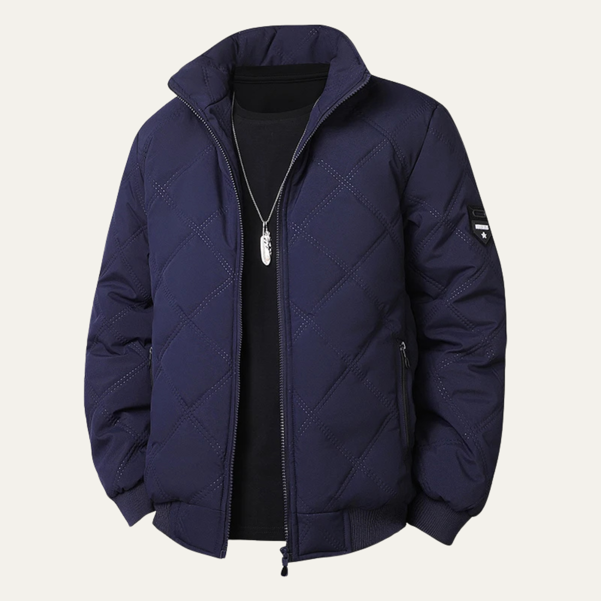Veste de motard matelassée à col montant pour homme